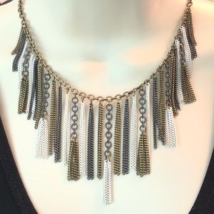 Silpada Fringe Brass Hematite Bib Collar Necklace